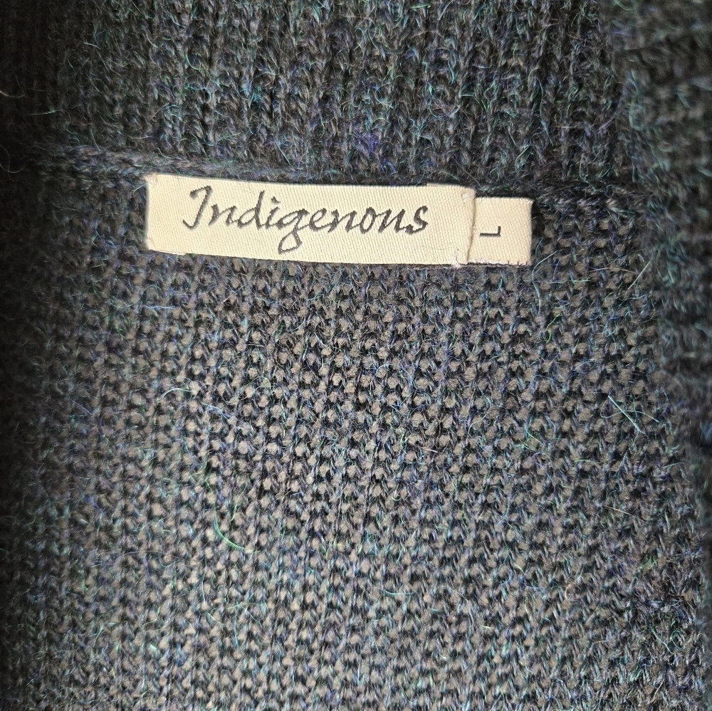 Indigenous 100% Alpaca Cardigan Forest Green Color Made in Peru Size Large - Picture 13 of 16